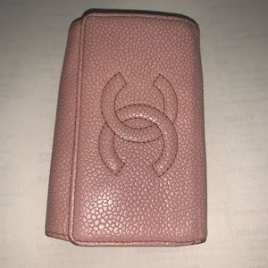 Pink Chanel wallet key holder